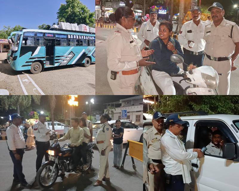 बस स्टैंड पर चला ट्रैफिक पुलिस का मेगा अभियान: